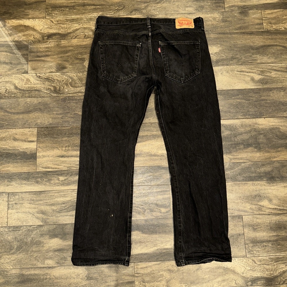 Levi's 501 Dark Wash Black Denim Jeans Button-Fly Men's Size 36x30 Distressed